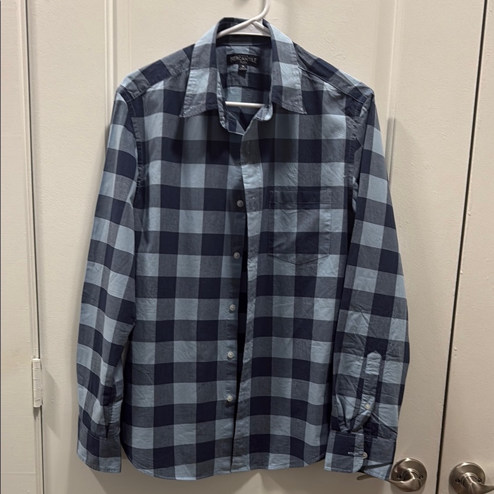 J. Crew Men's Blue Checkered Shirt Size M